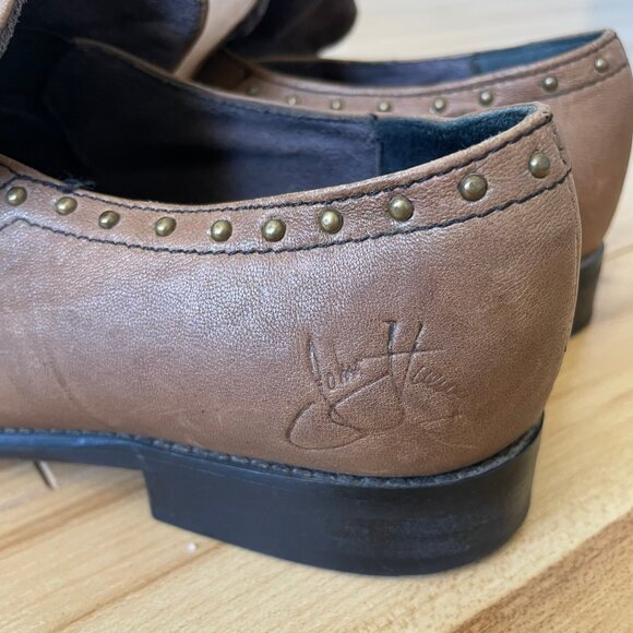 JOHN FLUEVOG Vintage Picnic Chianti Studded Monk Strap Tan Leather Size 7 - Picture 5 of 11
